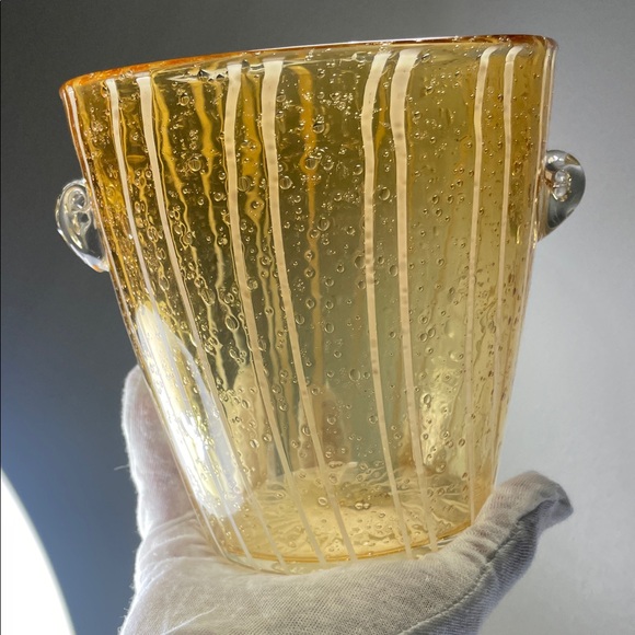 Venini Murano Art Glass “Bollicine” Amber Ice Bucket – Limited Edition - Picture 2 of 10